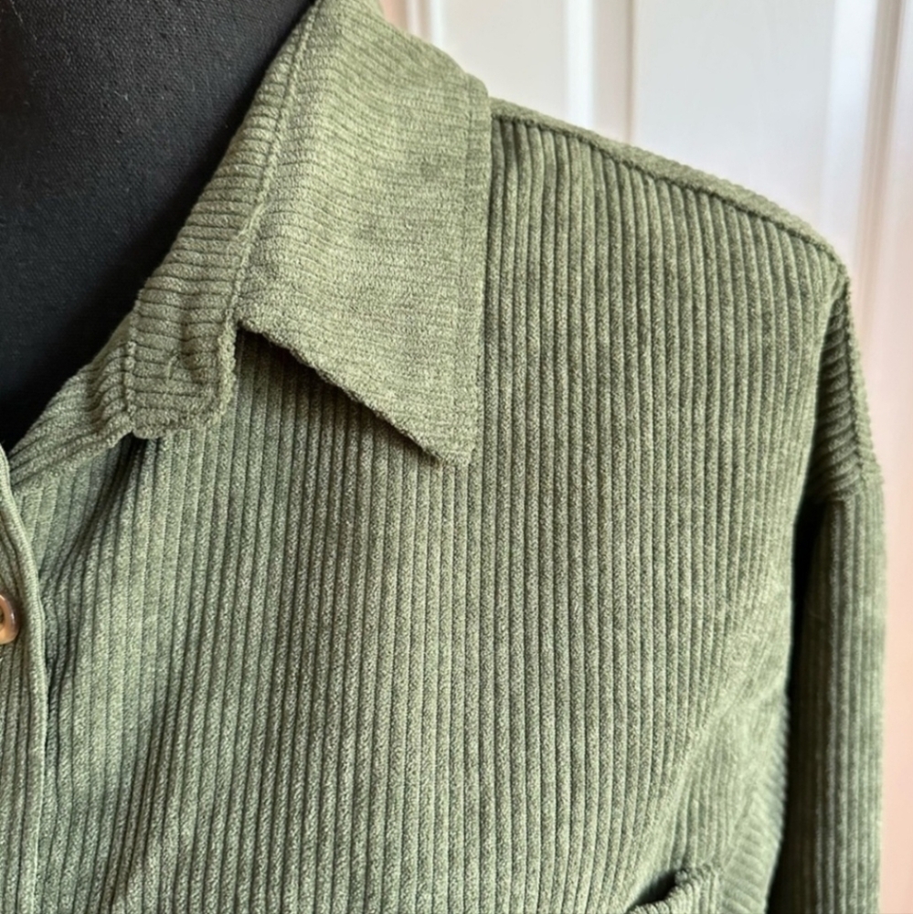 Olive Green Corduroy Oversized Button Down Shirt